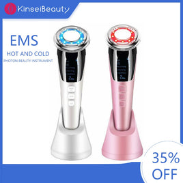 EMS Facial Massager LED light therapy Sonic Vibration Wrinkle Removal Skin Tightening Hot Cool Treatment Skin Care Beauty Device