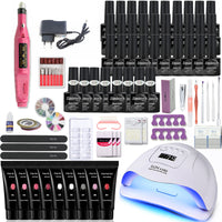 Nail Set Manicure Set With 114W/120W/54W Led Nail Lamp 35000RPM Nail Drill Machine 20/10 Colour Poly Extension Nail Gel Set