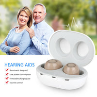 Original 1 Pair USB Rechargeable Mini ITE Invisible Hearing Aids Assistant Sound Amplifier Enhance Adjustable Tone For Deaf Elderly