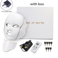 LED Facial Mask 7 Colors Light Phototherapy Face Mask with Neck Anti Acne Whitening Red Light Therapy Mask Skin Beauty Treatment