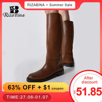 Original RIZABINA Size 34-43 Women Knee Boots Real Leather Platform Winter Shoes For Woman 2022 Warm Fur Long Boots Office Lady Footwear