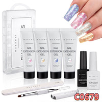 MAKARTT Poly Nail Gel Kit 4 Colors with Base Top Coat Extension Builder Enhancement Professional Starter Kit All-in-One