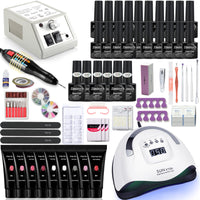 Nail Set Manicure Set With 114W/120W/54W Led Nail Lamp 35000RPM Nail Drill Machine 20/10 Colour Poly Extension Nail Gel Set