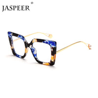 JASPEER - Original Oversized Cat Eye Glasses Women Square Clear Lens Eyeglasses Sun Glasses Optical Frames Eyewear Decoration Accessories