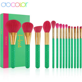 Docolor Makeup Brushes Set 14Pcs Natural Hair Makeup Brush Foundation Blending Face Powder Blush Eyeshadow Make Up Brush Kits