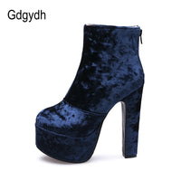 Original Gdgydh 2021 Fashion Autumn Women Ankle Boots High Heel Shoes Suede Platform Heels Round Toe Female Footwear Zipper Big Size