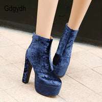 Original Gdgydh 2021 Fashion Autumn Women Ankle Boots High Heel Shoes Suede Platform Heels Round Toe Female Footwear Zipper Big Size