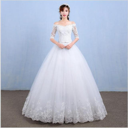 VESHJA DASMES FACTORY STORE - Original Wedding Dress 2024 New Arrival Flowers Butterfly Gelinlik Embroidery Lace Boat Neck Princess Wedding Gowns Vestidos De Novia DIGITAL OFFICE ELECTRONIC