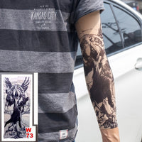 10 Pc Fake Temporary Tattoo Sleeves Tattoos Full Long Slip on Arm Tattoo Sleeve Kit Men Elastic Nylon Glove Tattoos Black Skull Design