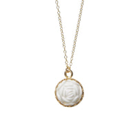 Original Mini Porcelain Rose Charm Gold-Filled Necklace