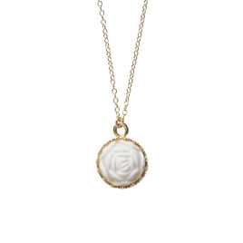 Original Mini Porcelain Rose Charm Gold-Filled Necklace