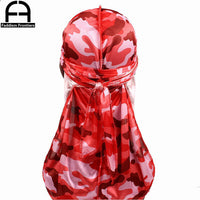 Men's Satin Camo Durags Turban Bandanas Men Silky Durags Waves Cap Headband Head Cover Hair Accessories Du Rag