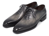 Paul Parkman Goodyear Welted Wholecut Oxfords Gray Black Hand-Painted (ID#044GRY)