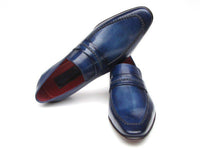 Paul Parkman Men's Loafer Shoes Navy Leather Upper and Leather Sole (ID#068-BLU)