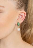 Original Baroque Pearl Classic Drop Earrings Emerald Green