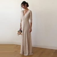 BLUSHFASHION - Original Golden Wrap Lace Wedding Dress #1124