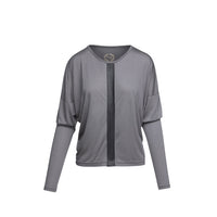 CONQUISTA FASHION - Original Dark Grey Top With Faux Leather Detail