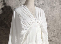 MARIGOLDSHADOWS - Original Sakiya Pleated Long Sleeve Shirt Dress - White