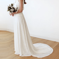 BLUSHFASHION - Original Floral Lace Bridal Maxi Skirt With  Train #3026