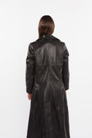 FADCLOSET - Original Ladies 3 Button Matrix Black Full Length Leather Coat