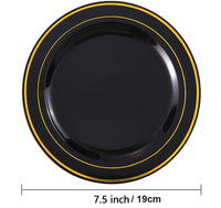 50pcs Gold Rim Plastic Plates-7.5inch Gold Disposable Salad/Dessert Plates-Ideal for Weddings& Parties