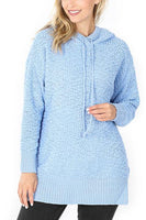 RIAH FASHION - Original Popcorn Rib Detail Hooded Pullover