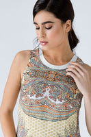 CONQUISTA FASHION - Original Turquoise Paisley Sleeveless Dress