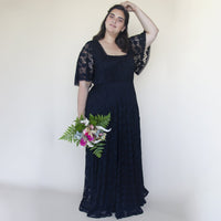 BLUSHFASHION - Original Black Lace Romantic Dress With Butterfly Sleeves  #1343