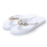 Original Shoes Blue York - Rhinestone Flat Flip Flops Sandal