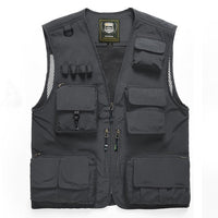 Outdoor Men's Tactical Fishing Vest Jacket Man Safari Jacket Multi Pockets Sleeveless Travel Jackets 5XL 6XL 7XL, 7898m