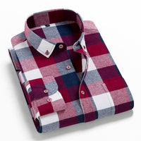 2022 New Mens Plaid Shirt 100% Cotton High Quality Mens Business Casual Long Sleeve Shirt Male Social Dress Shirts Flannel 4XL