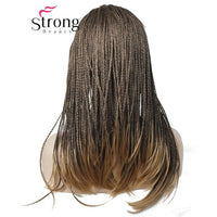 StrongBeauty Long Gray With Dark Roots Ombre Braided 3/4 HEADBAND Full Synthetic Wig Box Braids Wig Coverage Wigs COLOUR CHOICES