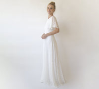 BLUSHFASHION - Original Bohemian Butterfly Sleeves, Modest Ivory Wedding Dress With Pockets #1318