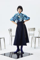 MARIGOLDSHADOWS - Original Kokone Pleated Asymmetrical Skirt - Navy Blue