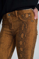 Q2 - Original Mustard Super Skinny Reversible Pants With Snake Print