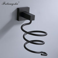 Aluminum Bathroom Accessories Black Towel Rack Towel Ring Hair Dryer Holder Wall Mounted Toilet Paper Holder Soap Basket WB8813