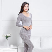 Queenral Sexy Warm Thermal Underwear Women Winter Thermal Underwear Seamless Long Johns Breathable Ladies Slim Underwears Sets