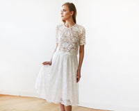 BLUSHFASHION - Original Floral Lace Midi Bridal Skirt 3030