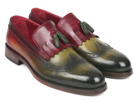 Paul Parkman Kiltie Tassel Loafer Green & Bordeaux (ID#KT39RD)