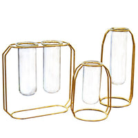 Nordic Glass Cuvette Vase Modern Gold Plated Iron Flower Vase Fashion Plant Vase Creative Terrarium Room Home Wedding Decoration