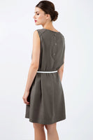 CONQUISTA FASHION - Original Khaki Colour Straight Dress With Belt