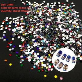 2MM Mix Color 3D Tips Flat Drill Rhinestones Stone Nail Art DIY Jewelry Accessories Crystal Nail Art Decoration 400pcs/Bag