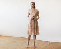 BLUSHFASHION - Original Pink Lace Long Sleeve Short Dress  #1161