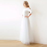 Original Ivory Open Back Tulle Maxi Dress #1050