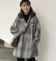 YOUNG STORE 03 - Original Women Autumn Winter Plaid Trench Coat Long Clothes Overcoat With Cotton Inside Plus Size Manteau Femme Casaco Feminino