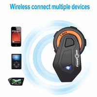 FREEDCONN - Original 2PCS FreedConn T-Max E/C Motorcycle Bluetooth Helmet Intercom Headset 6 Riders Group Talking FM Radio Waterproof Interphone