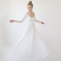 BLUSHFASHION - Original Ivory Sweetheart Lace Wedding Dress With Long Sleeves #1361