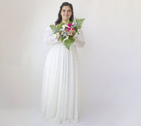 BLUSHFASHION - Original Curvy Ivory Sweetheart Wedding Dress With Puffy Sleeves #1333