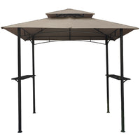 8x5 Outdoor Grill Gazebo 2-Tier Vented BBQ Canopy Steel Frame, Brown