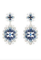 Original Babylon Ice Blue Gradient Flower Drop Earrings Silver